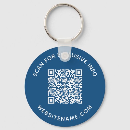 Aangepaste QR-code en tekst bedrijfskleding blauw Sleutelhanger (Voorkant)