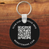 Aangepaste QR-code en tekst bedrijfssoftware zwart Sleutelhanger (Voorkant)