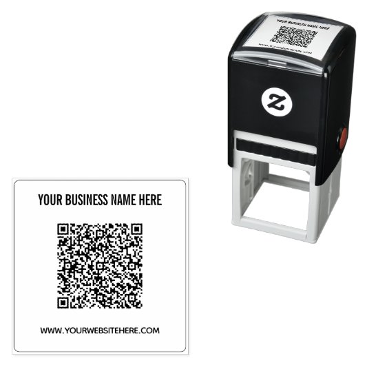 Aangepaste QR-code en tekst Business Stamp Sjabloo Zelfinktende Stempel (In situ)