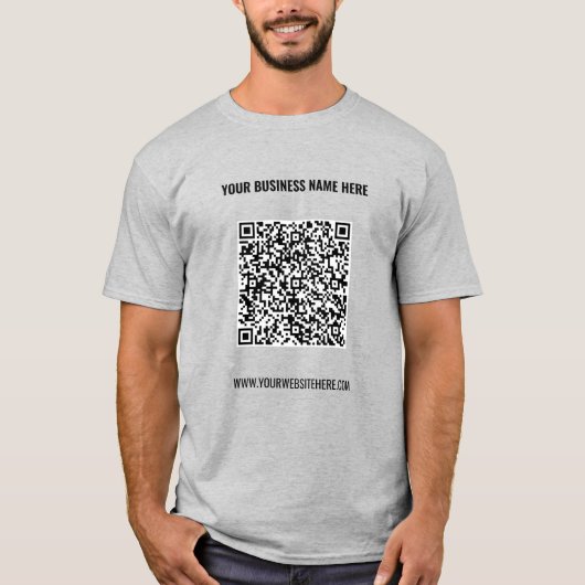 Aangepaste QR-code en tekst Business T-shirt Sjabl (Voorkant)