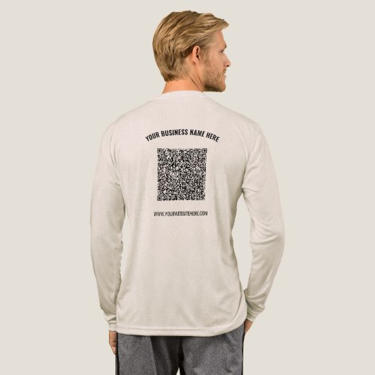 Aangepaste QR-code en tekst gepersonaliseerde zake Tri-Blend Shirt (Achterkant)