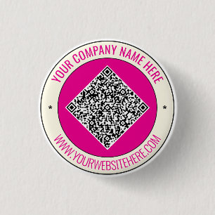 Aangepaste QR-code en tekst merkknop voorbeeld Ronde Button 3,2 Cm
