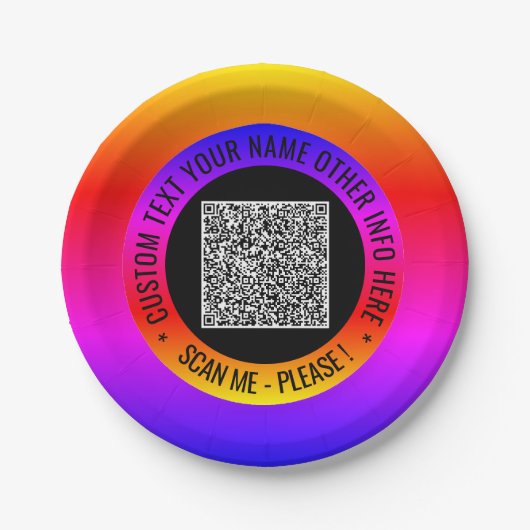 Aangepaste QR-code en tekst op uw feest papieren b Bordje (Voorkant)