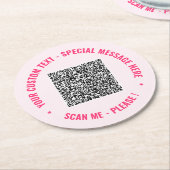 Aangepaste QR-code en tekst papieren onderzetters (Gebogen)