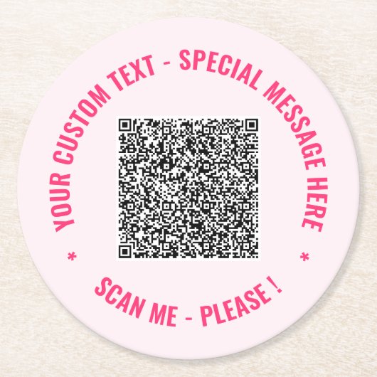 Aangepaste QR-code en tekst papieren onderzetters (Voorkant)