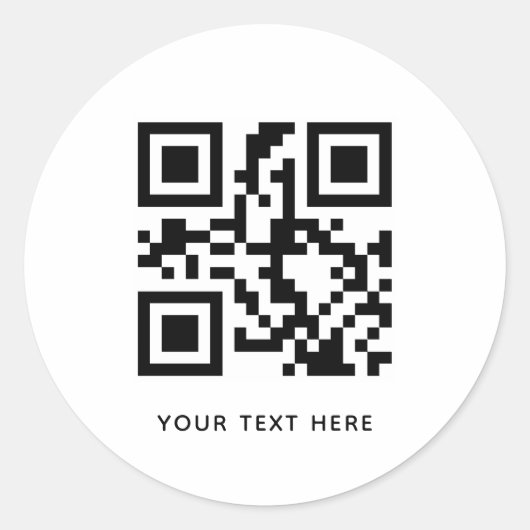 Aangepaste QR-code en tekst promotie Wit Ronde Sticker (Voorkant)