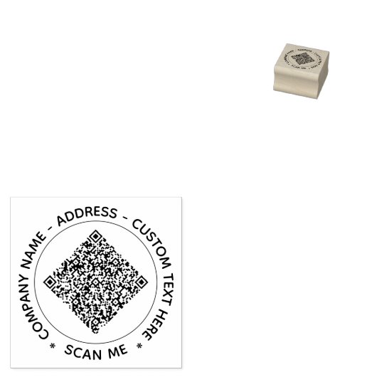 Aangepaste QR-code en tekst rond rubber stempel vo (Gestempeld)