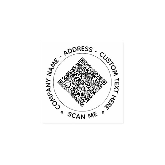 Aangepaste QR-code en tekst rond rubber stempel vo (Afrduk)
