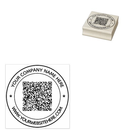 Aangepaste QR-code en tekst rond stempel Voorbeeld (Gestempeld)