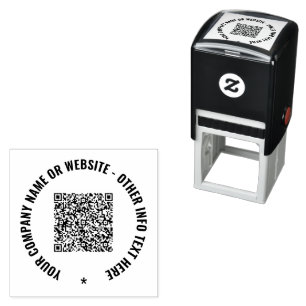 Aangepaste QR-code en tekst ronde stempel Sjabloon