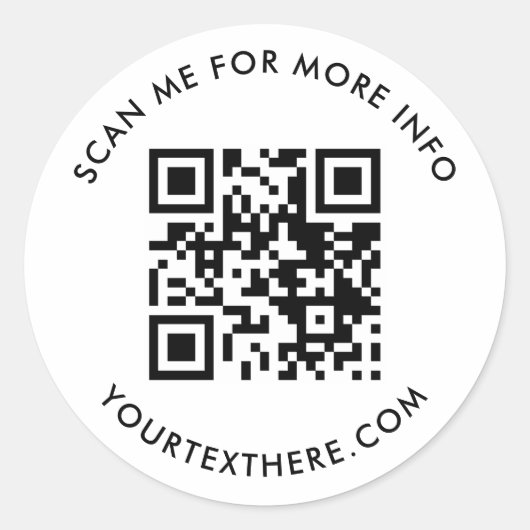 aangepaste QR-code en tekst Ronde Sticker (Voorkant)
