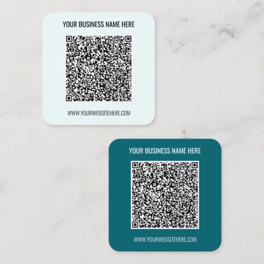 Aangepaste QR-code en tekst sjabloon voor visiteka Vierkante Visitekaartje (Voorkant / Achterkant)