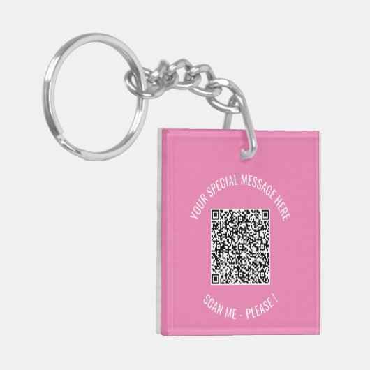 Aangepaste QR-code en tekst Sleutelhanger Uw kleur (Voorkant Links)