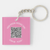 Aangepaste QR-code en tekst Sleutelhanger Uw kleur (Achterkant)
