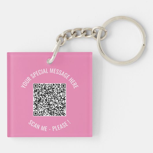 Aangepaste QR-code en tekst Sleutelhanger Uw kleur (Achterkant)