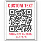 Aangepaste QR-code en tekst-Sticker Sticker (Voorkant)