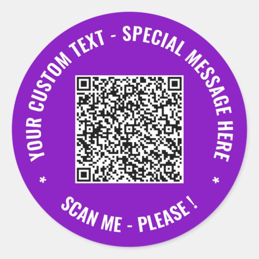 Aangepaste QR-code en tekst Stickers Sjabloon (Voorkant)