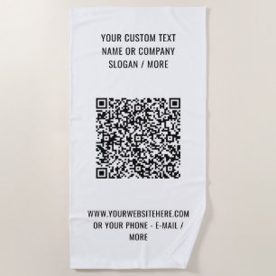 Aangepaste QR-code en tekst strandhanddoek Kies kl Strandlaken