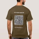 Aangepaste QR-code en tekst uw zakelijke T-shirt<br><div class="desc">Aangepaste kleuren en lettertypen - T-shirts met uw QR-code en aangepaste tekst Professionele gepersonaliseerde bedrijfsnaam Website Promotionele Bedrijf T-shirt of hoodies / cadeau - Voeg uw QR-code - Afbeelding of Logo / naam - Bedrijf / Website of e-mail of telefoon - Contactinformatie / adres - Formaat wijzigen en verplaatsen of...</div>