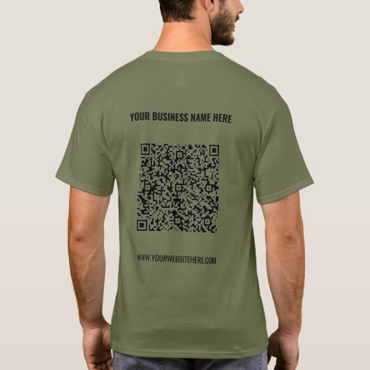 Aangepaste QR-code en tekst uw zakelijke T-shirt (Achterkant)