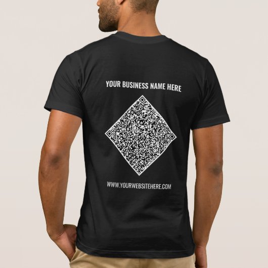 Aangepaste QR-code en tekst uw zakelijke T-shirt (Achterkant)