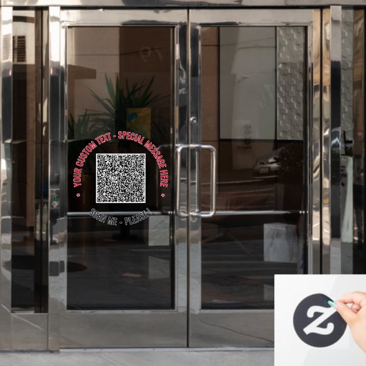 Aangepaste QR-code en tekst venster sticker sjablo (Kantoordeur)