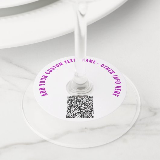 Aangepaste QR-code en tekst Wijnglas Label Sjabloo (Dichtbij)