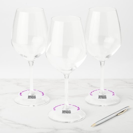 Aangepaste QR-code en tekst Wijnglas Label Sjabloo (Set)