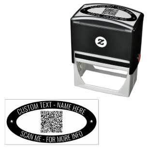 Aangepaste QR-code en tekstkleur Ovaal Stempel Sja
