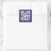 Aangepaste QR-code en tekstpromotie Donkerblauw Vierkante Sticker (Tas)