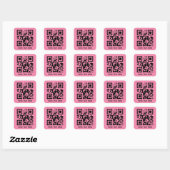 Aangepaste QR-code en tekstpromotie Roze Vierkante Sticker (Vel)