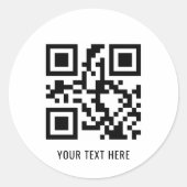 Aangepaste QR-code en tekstpromotie wit Ronde Sticker (Voorkant)