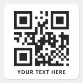Aangepaste QR-code en tekstpromotie Wit Vierkante Sticker (Voorkant)