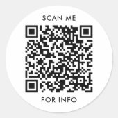 Aangepaste QR-code en tekstsjabloon Ronde Sticker (Voorkant)