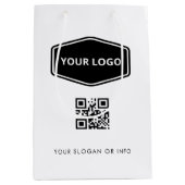 Aangepaste QR-code en Zakelijke Logo Wit Promotion Medium Cadeauzakje (Voorkant)