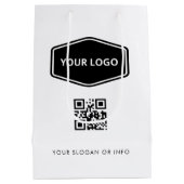 Aangepaste QR-code en Zakelijke Logo Wit Promotion Medium Cadeauzakje (Achterkant)