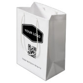 Aangepaste QR-code en Zakelijke Logo Wit Promotion Medium Cadeauzakje (Achterkant Gekanteld)
