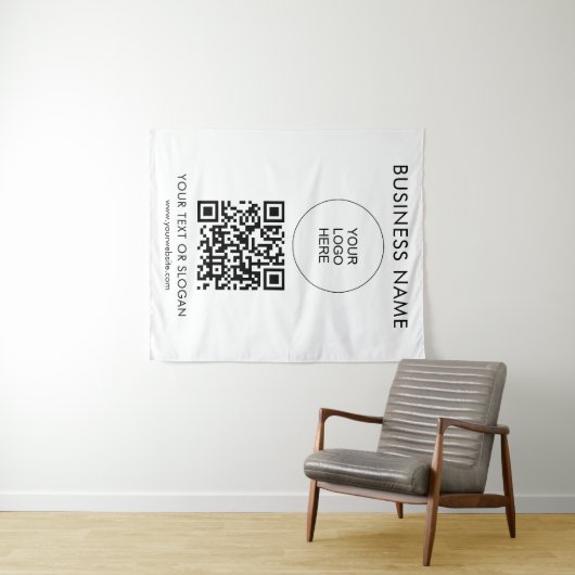 Aangepaste QR Code Event Seminar Party Logo Tekst Wandkleed (In Situ (horizontaal))
