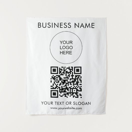 Aangepaste QR Code Event Seminar Party Logo Tekst Wandkleed (Voorkant)