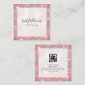 Aangepaste QR-code Faux Holografische Mode Vierkante Visitekaartje (Voorkant / Achterkant)