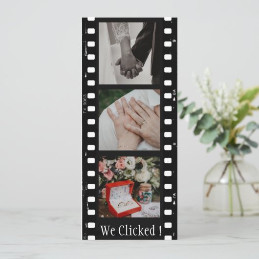 Aangepaste QR Code Film Strip Photo Booth Bladwijz Save The Date (Staand voorkant)