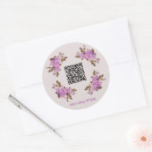 Aangepaste QR-code Floral Lijst Wedding Gift Regis Ronde Sticker (Envelop)