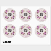 Aangepaste QR-code Floral Lijst Wedding Gift Regis Ronde Sticker (Vel)