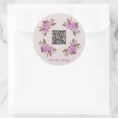 Aangepaste QR-code Floral Lijst Wedding Gift Regis Ronde Sticker (Tas)