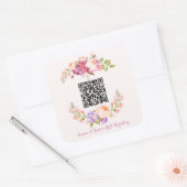 Aangepaste QR-code Floral Lijst Wedding Gift Regis Vierkante Sticker (Envelop)