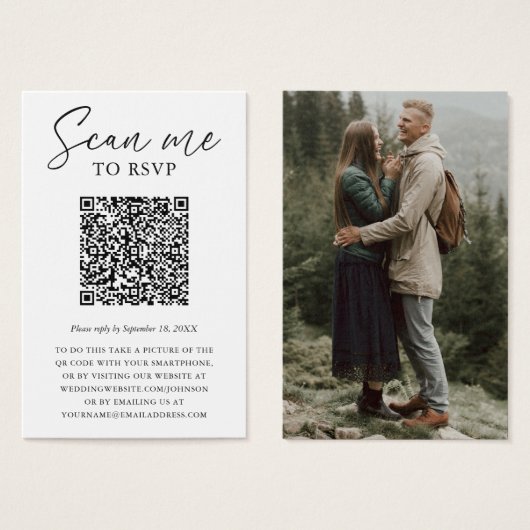 Aangepaste QR-code foto trouw-RSVP-kaart Visitekaartje (Voorkant /achterkant)