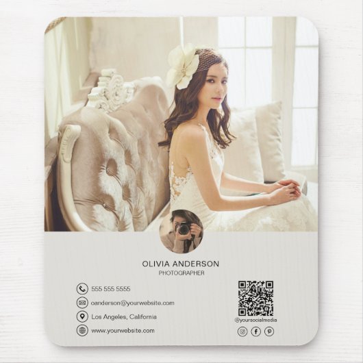 Aangepaste QR-code foto zakelijk Muismat (Voorkant)