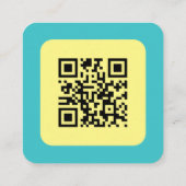 Aangepaste QR-code geel en blauw Vierkante Visitekaartje (Achterkant)