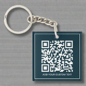 Aangepaste QR-code gemerkt Business Navy Blue Sleutelhanger