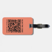 Aangepaste QR-code gepersonaliseerde monogram reiz Bagagelabel (Achterkant horizontaal)